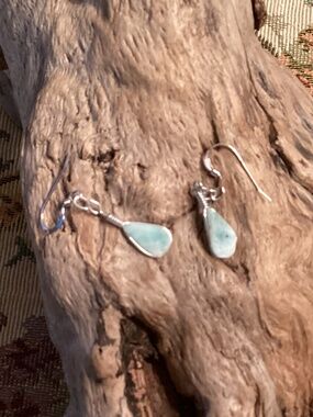 Larimar Teardrop Pierced Earrings 925 Ear Wires